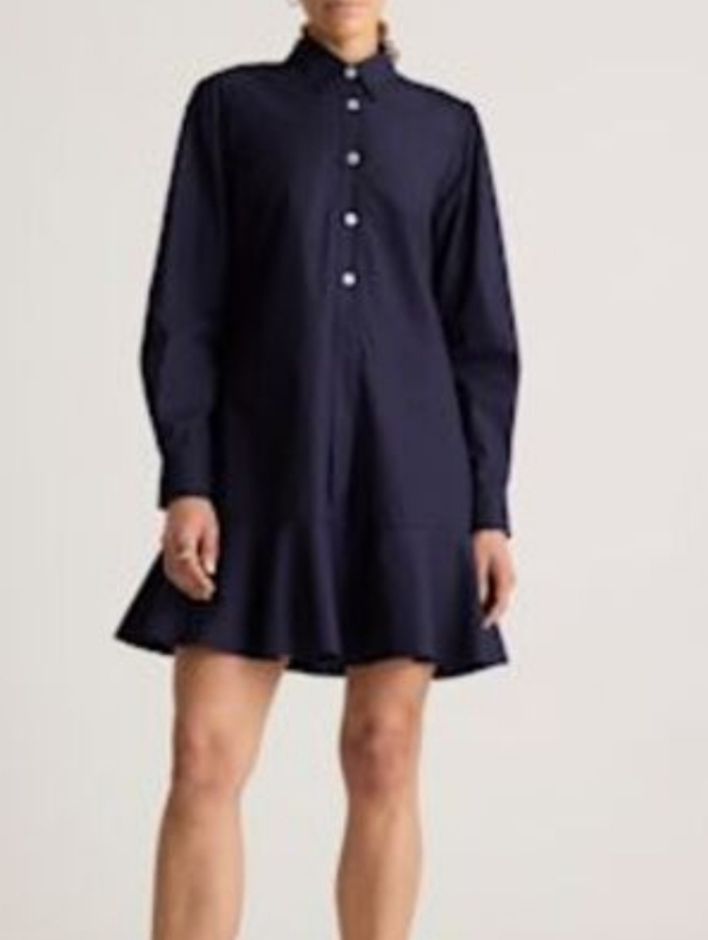 Quince 100% Organic Cotton Poplin Shirt Dress Navy Medium